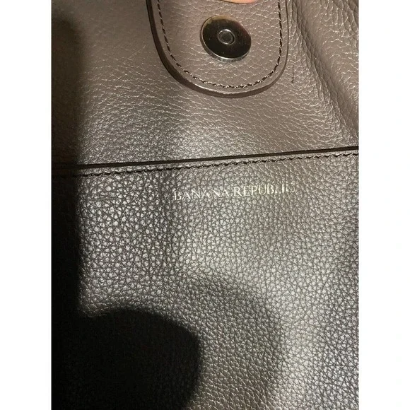 Banana republic large brown genuine leather and fur purse / tote - Picture 3 of 5